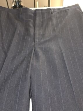 Classic Men's Navy Pinstripe Suit Trousers